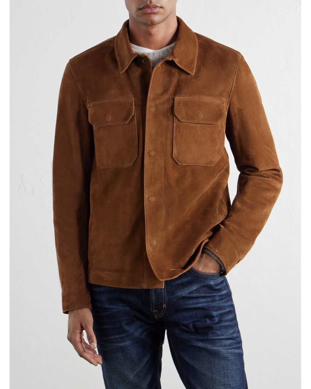 Tom Ford Brown Panelled Suede Jacket for men