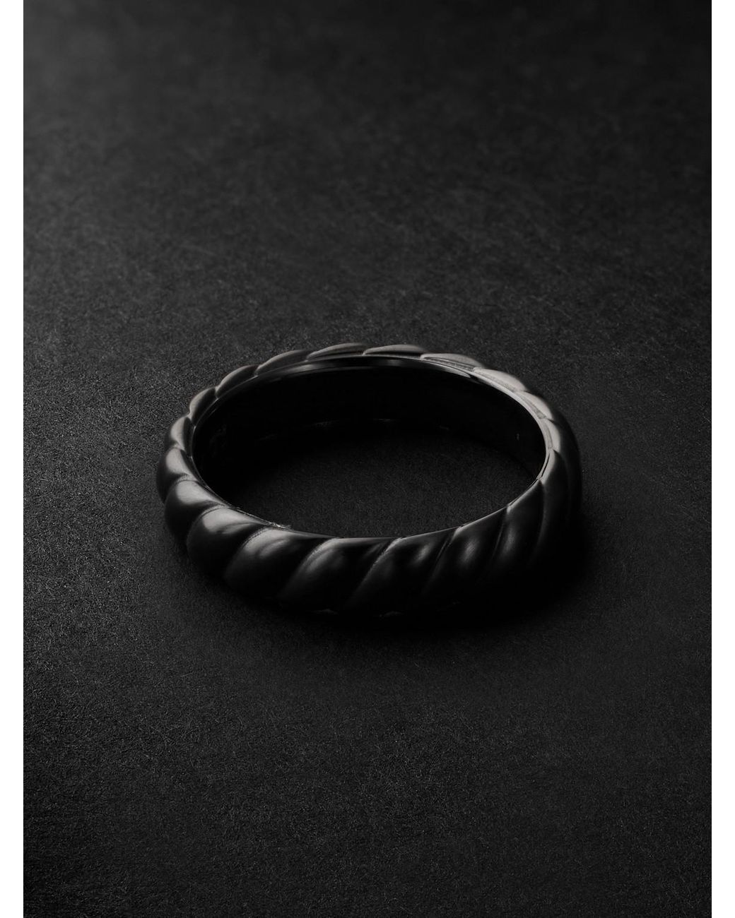 David Yurman Black Sculpted Cable Titanium Ring for men