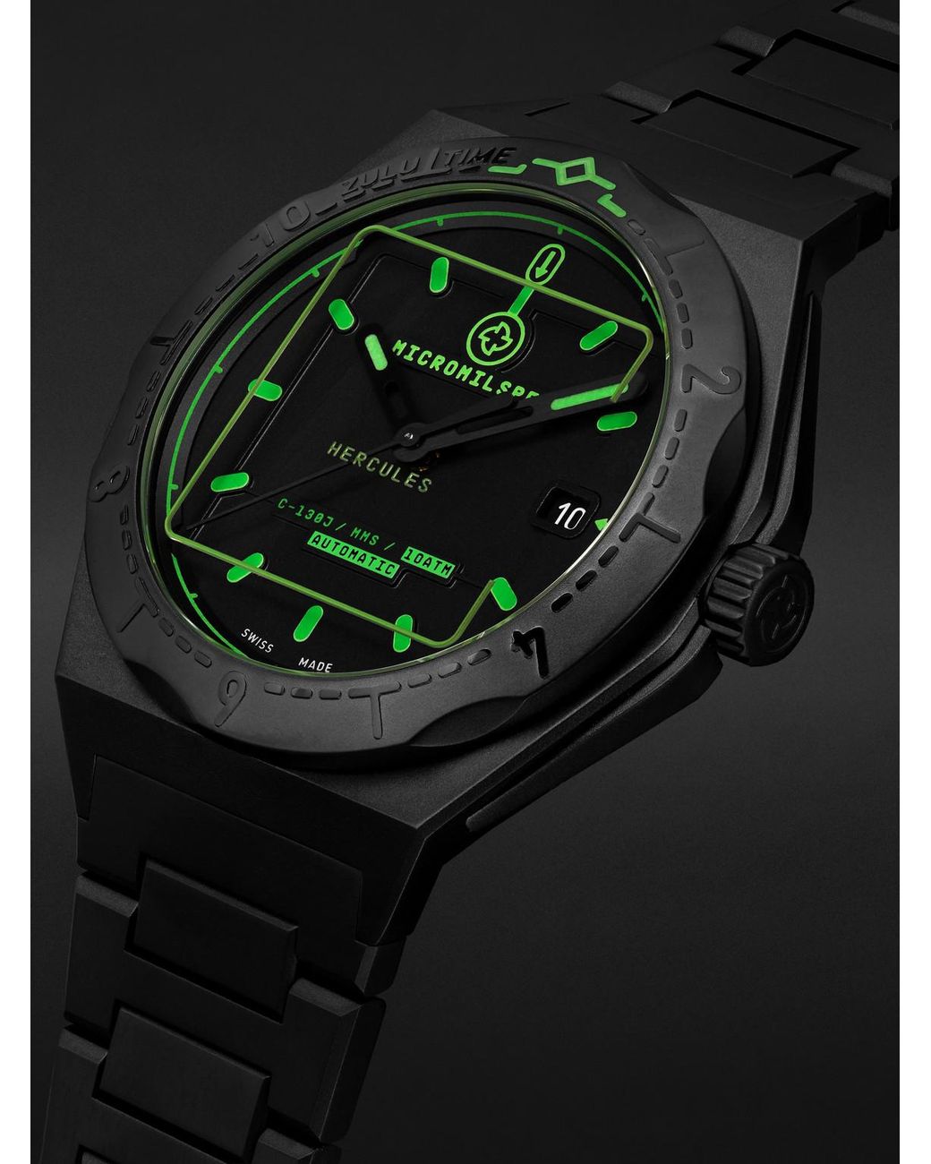 MICROMILSPEC Black Hercules Automatic 42Mm Stainless Steel Watch, Ref. No. Mic_595 for men