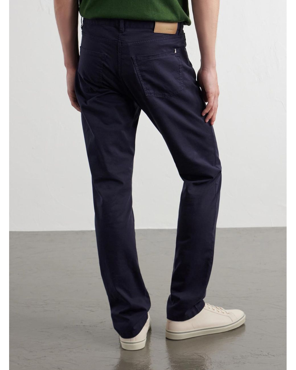 Canali Blue Tapered Cotton-Blend Twill Trousers for men