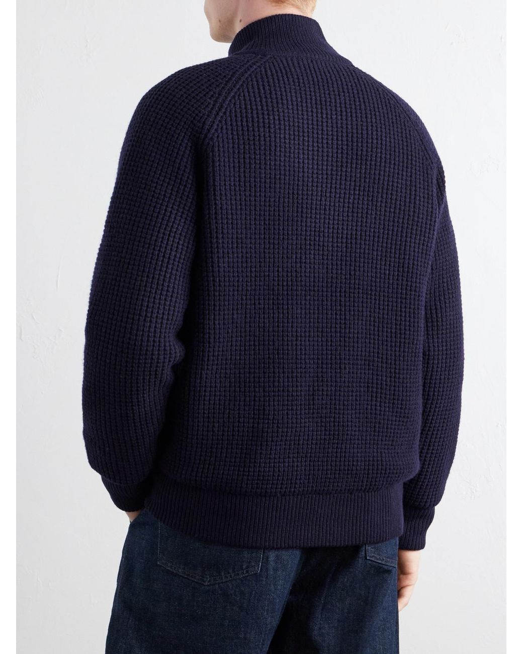 Altea Blue Padded Virgin Wool Bomber Jacket for men