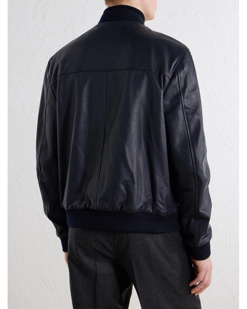 Mr P. Blue Reversible Leather Jacket for men