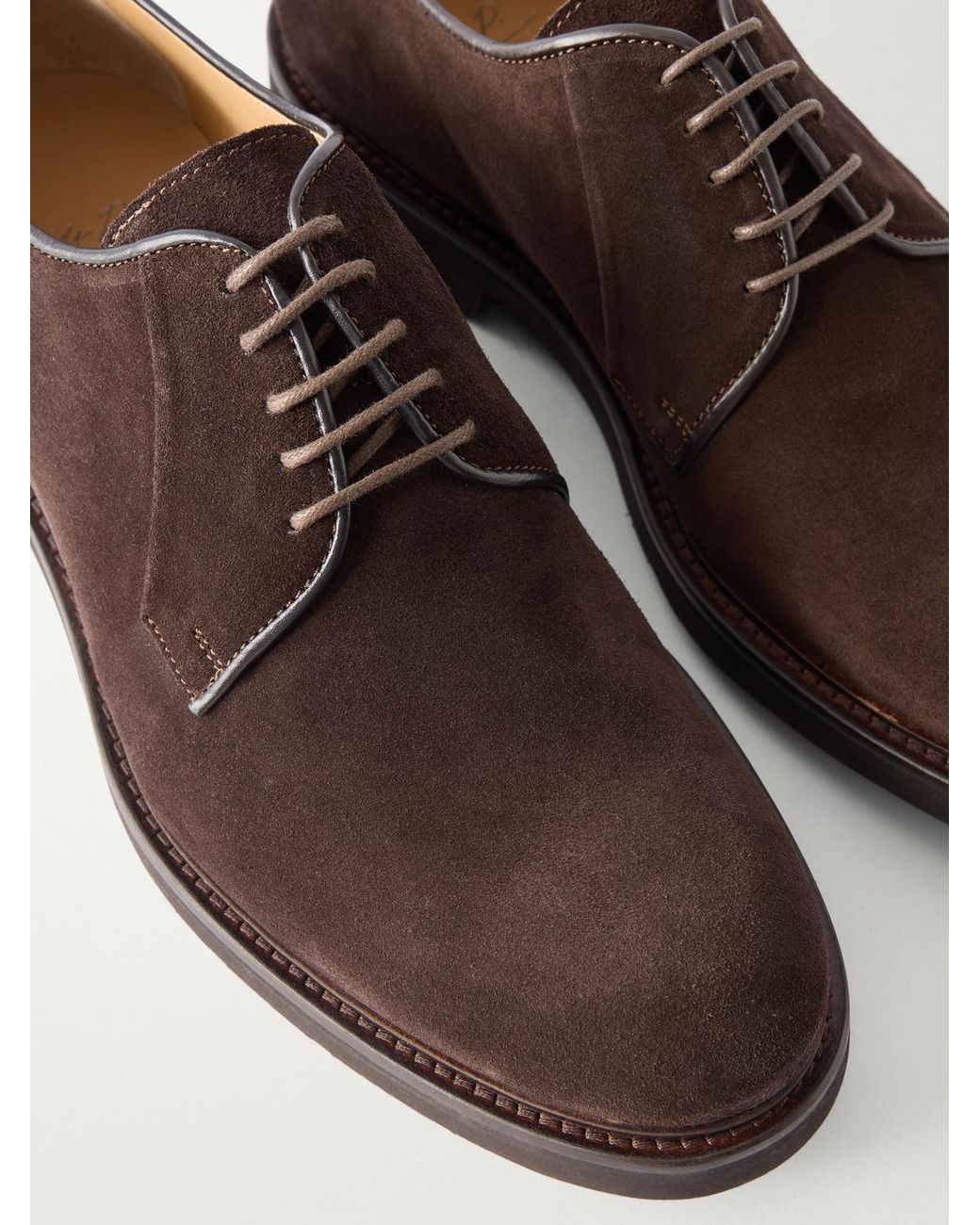 Mr P. Brown Suede Derby Shoes for men