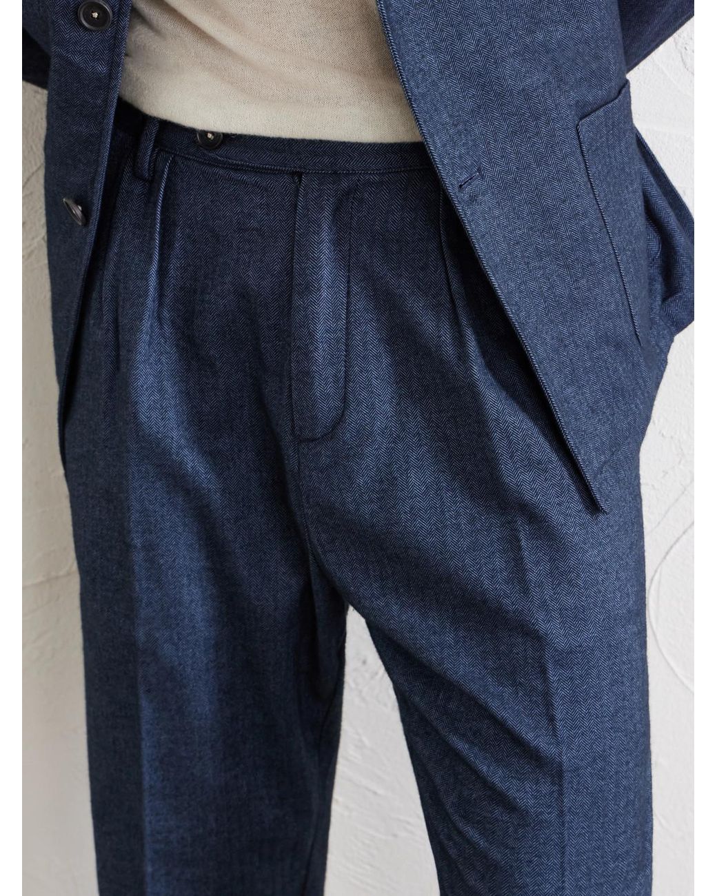Massimo Alba Blue Stan Straight-Leg Pleated Cotton Trousers for men