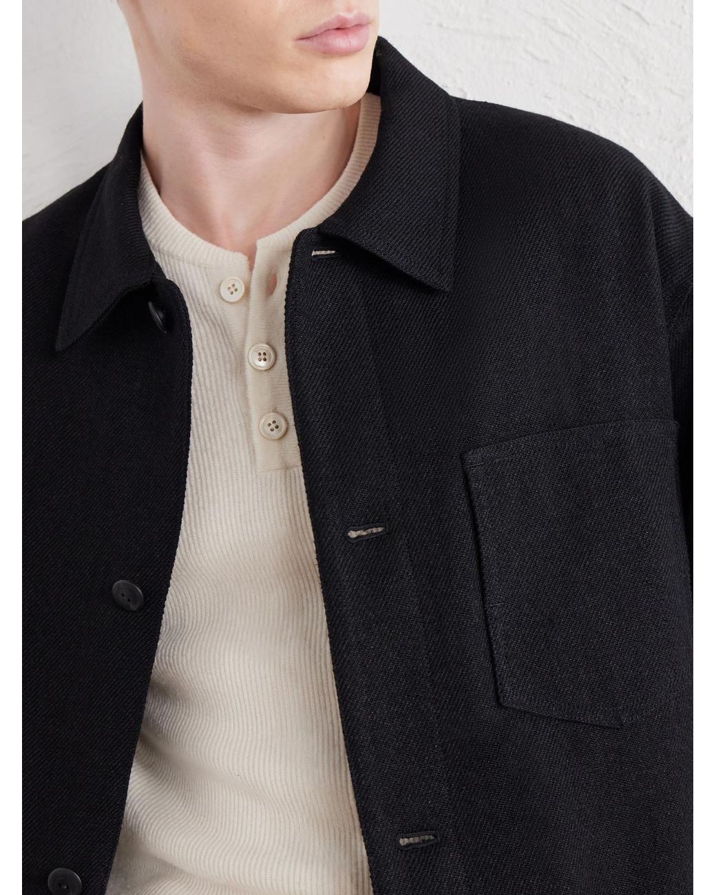 Visvim Black Baker Textured Wool And Linen-Blend Jacket for men