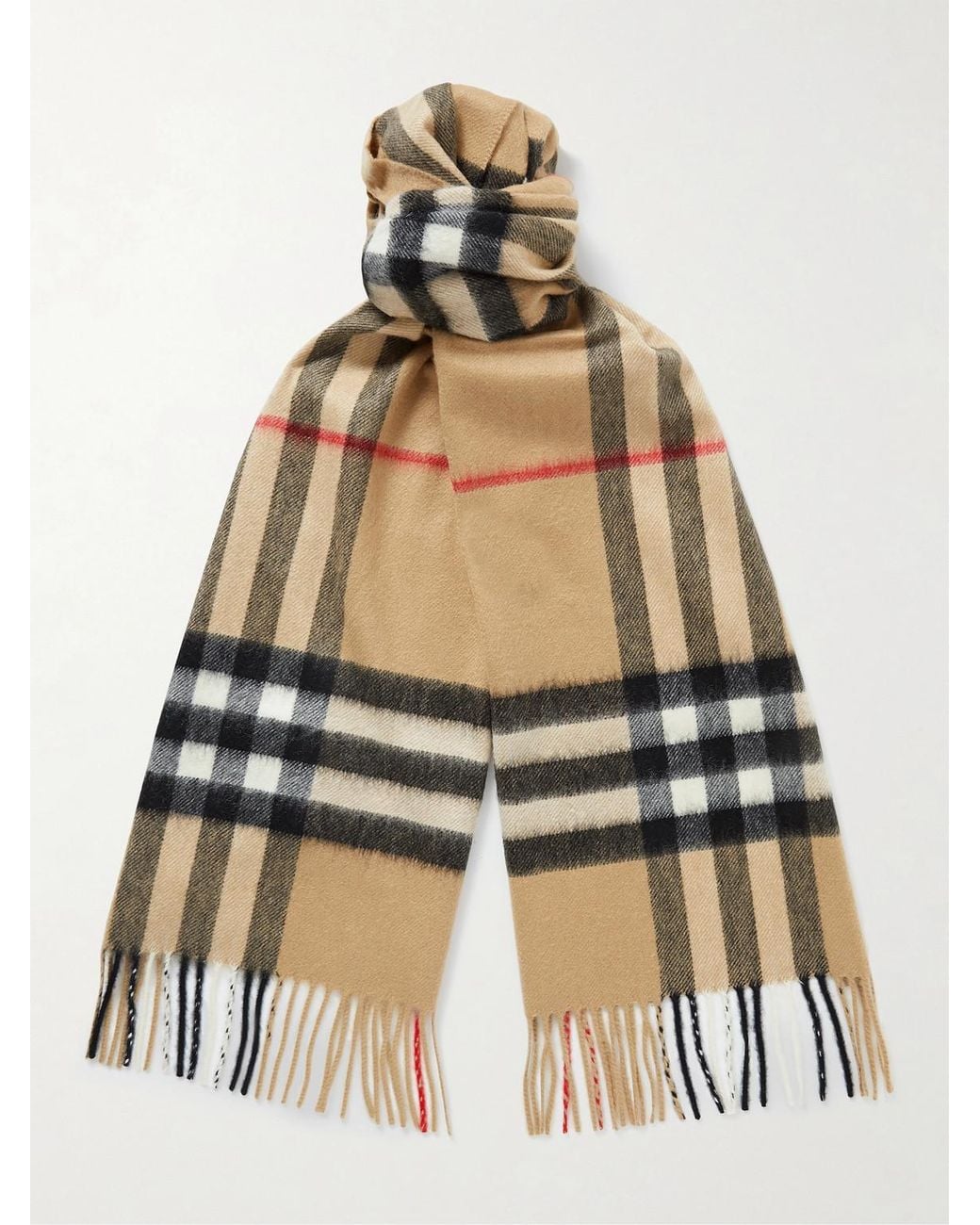 Burberry Multicolor Fringed Checked Cashmere Scarf for men