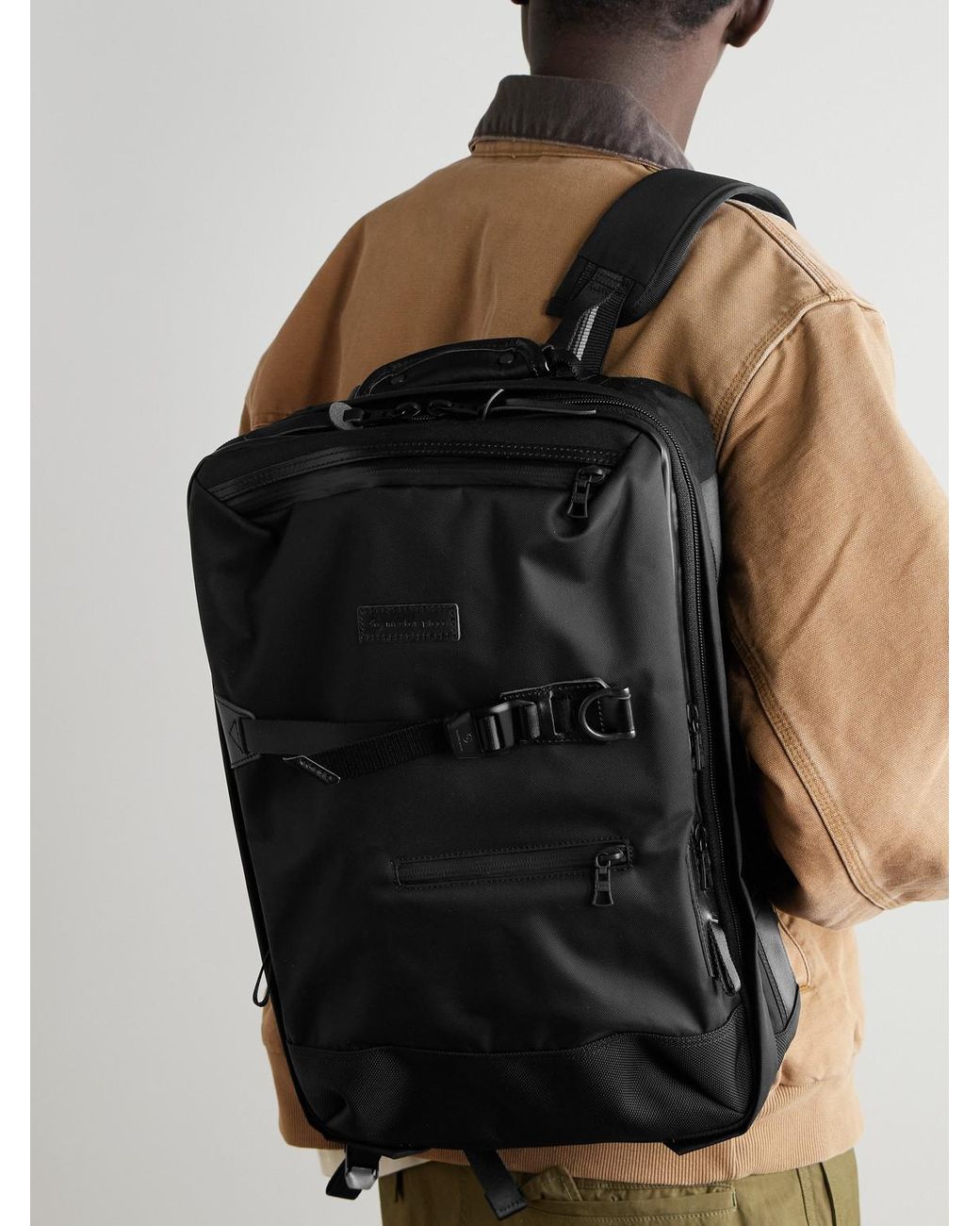 Potential 2-Way Leather And Webbing-Trimmed Cordura Mastertex Backpack di Master Piece in Black da Uomo