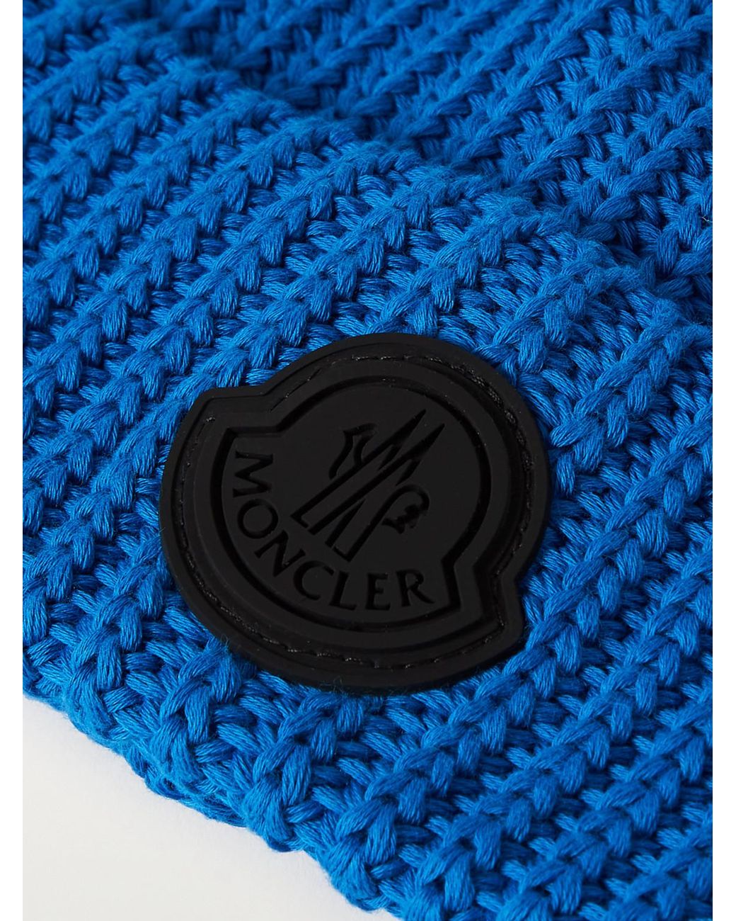 Moncler Blue Logo-Appliquéd Ribbed Cotton Beanie