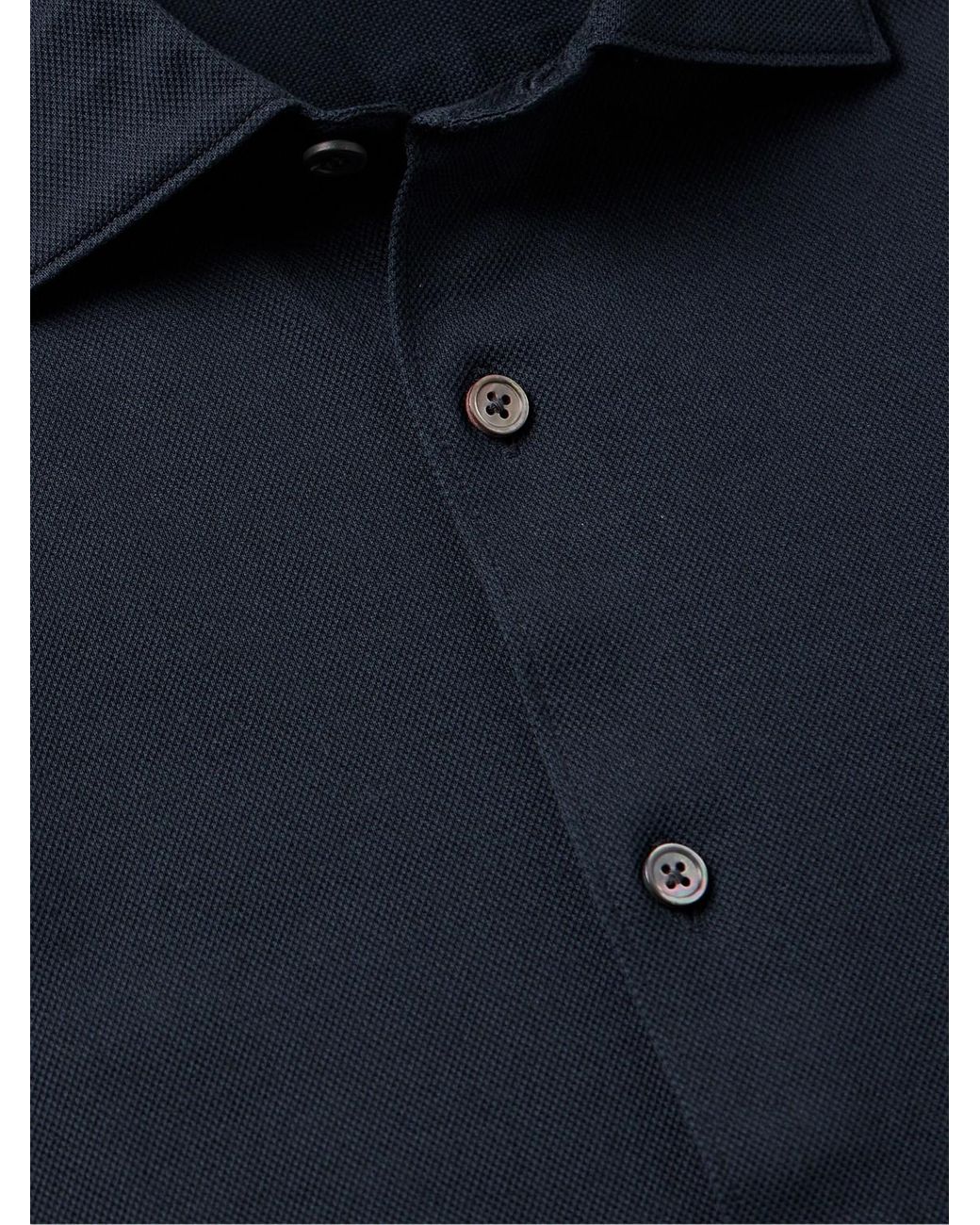 Zegna Blue Cotton-Piqué Shirt for men