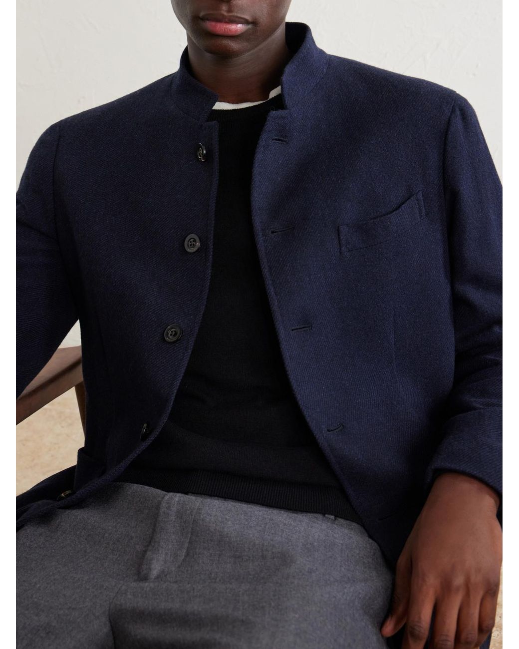 Boglioli Blue Wool-Blend Twill Jacket for men