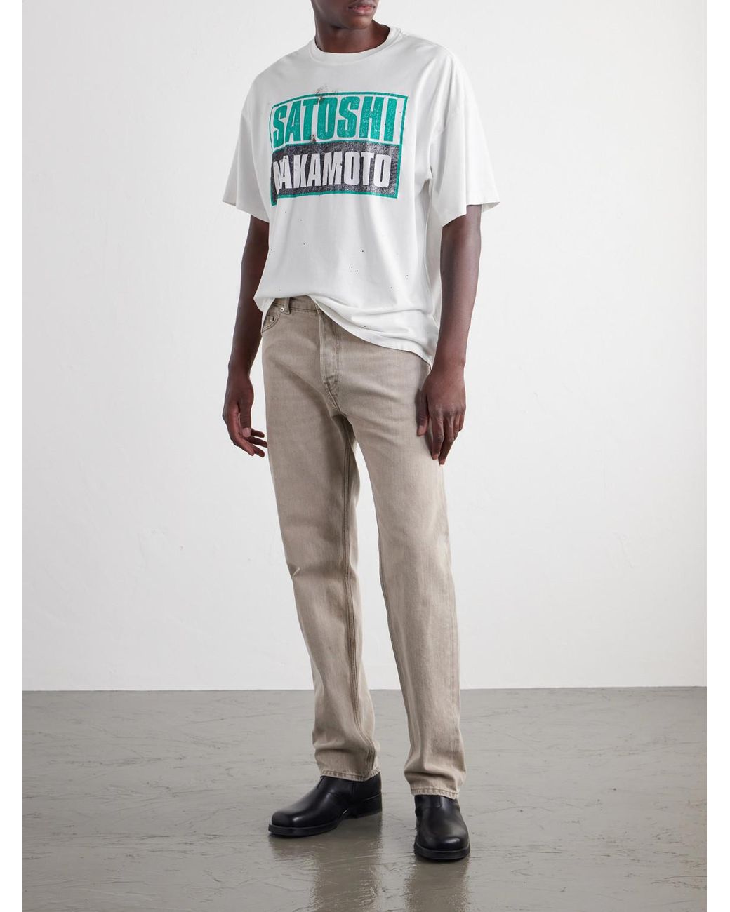 Satoshi Nakamoto Blue Minute Logo-Print Distress Cotton-Jersey T-Shirt for men