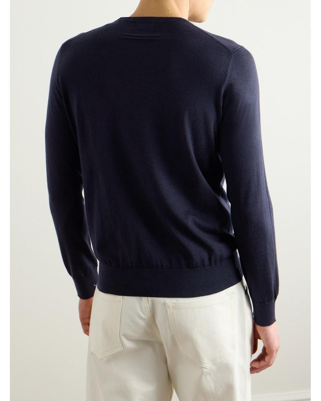 Zegna Blue Cashmere And Silk-Blend Sweater for men