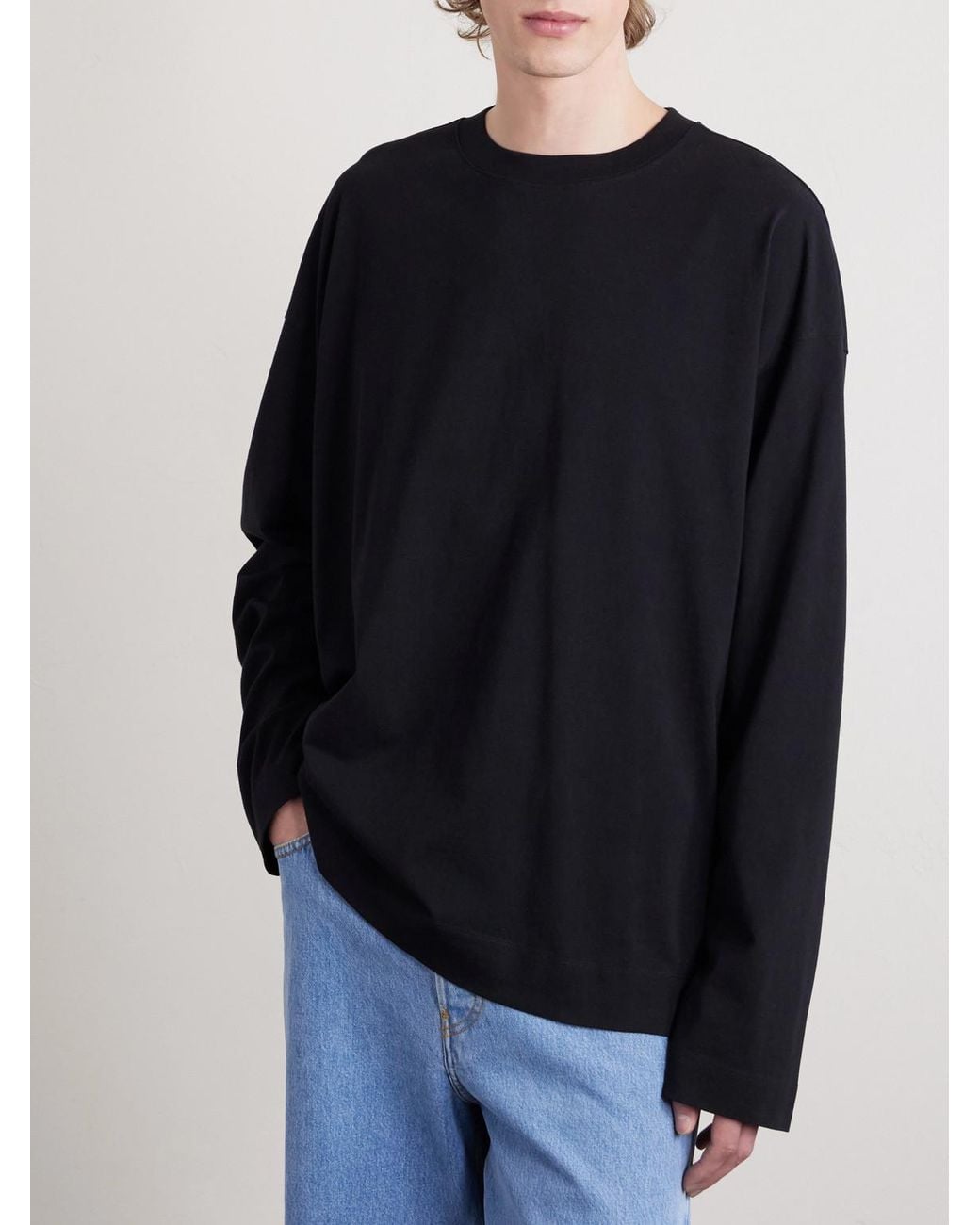 Dries Van Noten Blue Cotton-Jersey T-Shirt for men