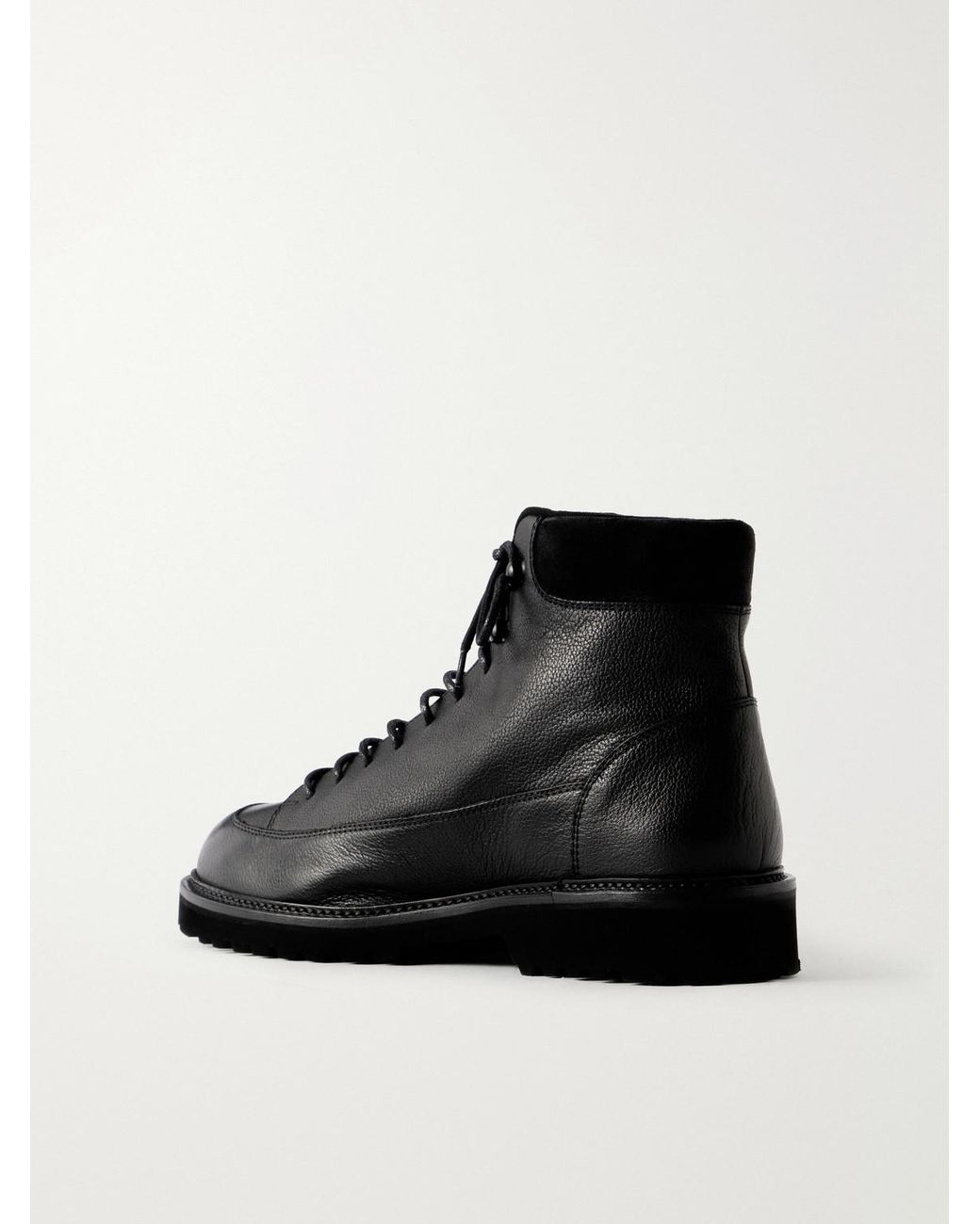 Common Projects Black Piuma Suede-Trimmed Full-Grain Leather Hiking Boots for men