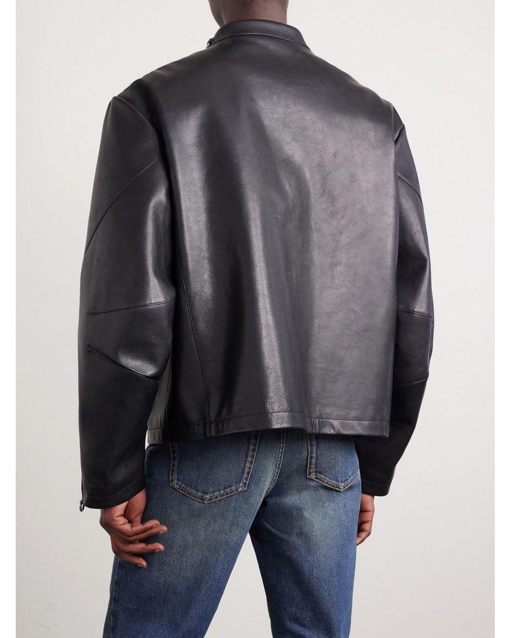 Gucci Black Horsebit-Embellished Leather Bomber Jacket for men