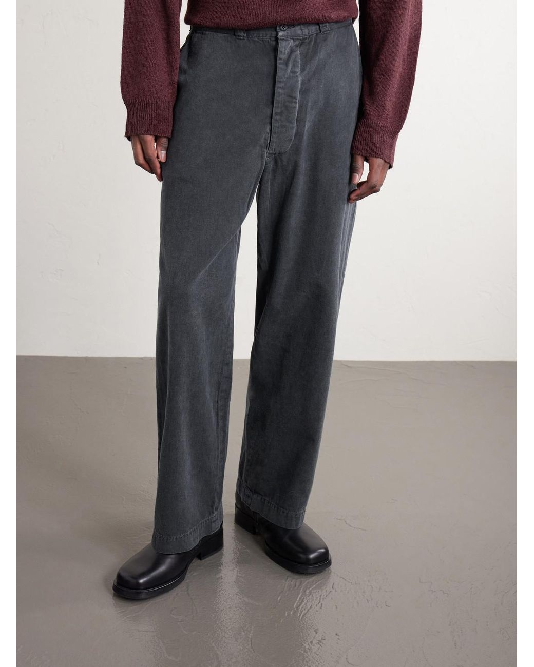 Remi Relief Gray Straight-leg Cotton-twill Trousers for men