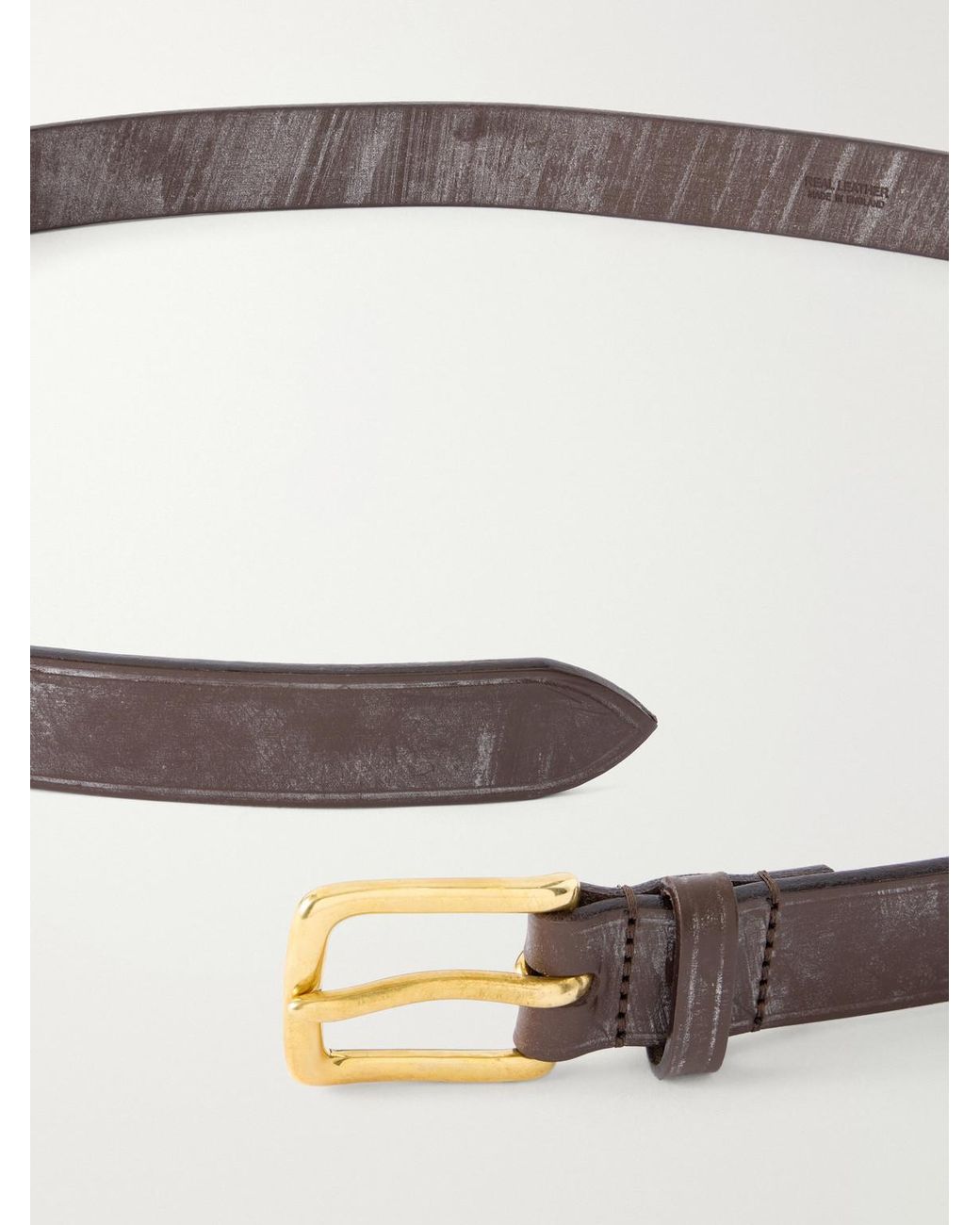 Drake's Gray 2Cm Leather Belt for men