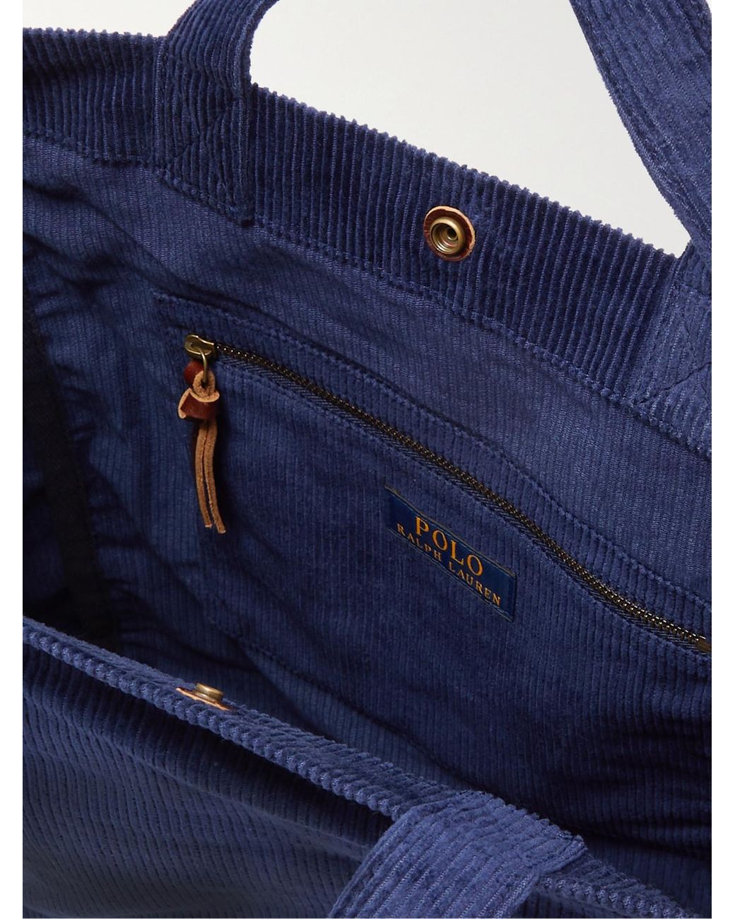 Polo Ralph Lauren Large Logo-embroidered Corduroy Tote in Blue for