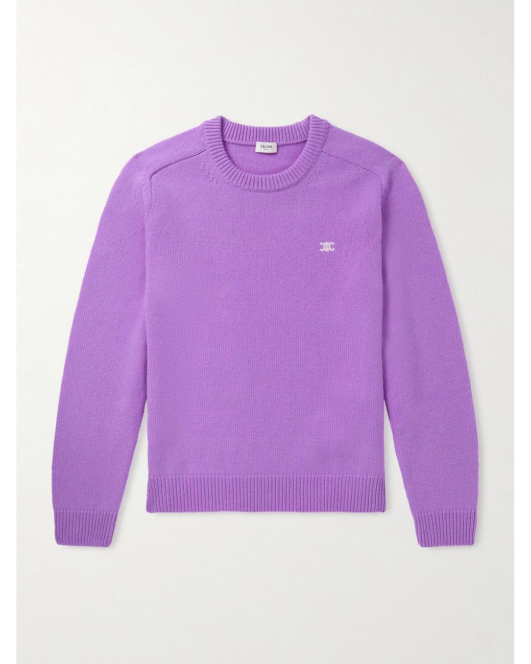 Wool And Cashmere-Blend Sweater di Céline in Purple da Uomo