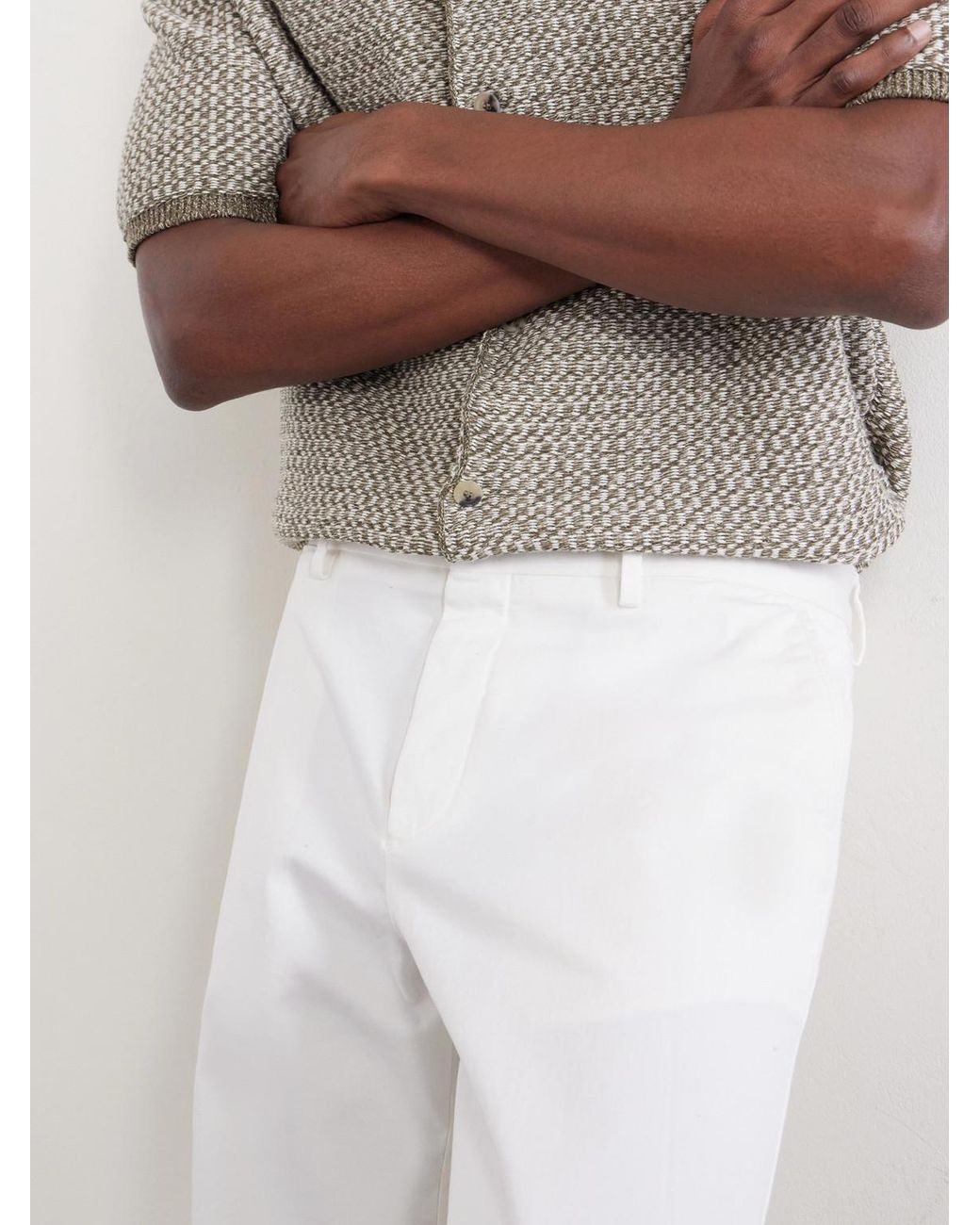 Mr P. White Straight-Leg Organic Cotton-Blend Chinos for men