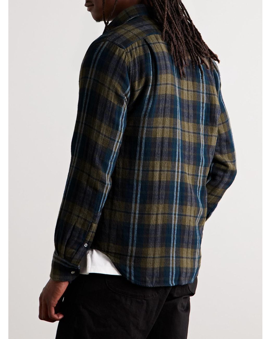 Hartford Blue Paul Checked Cotton-Flannel Shirt for men