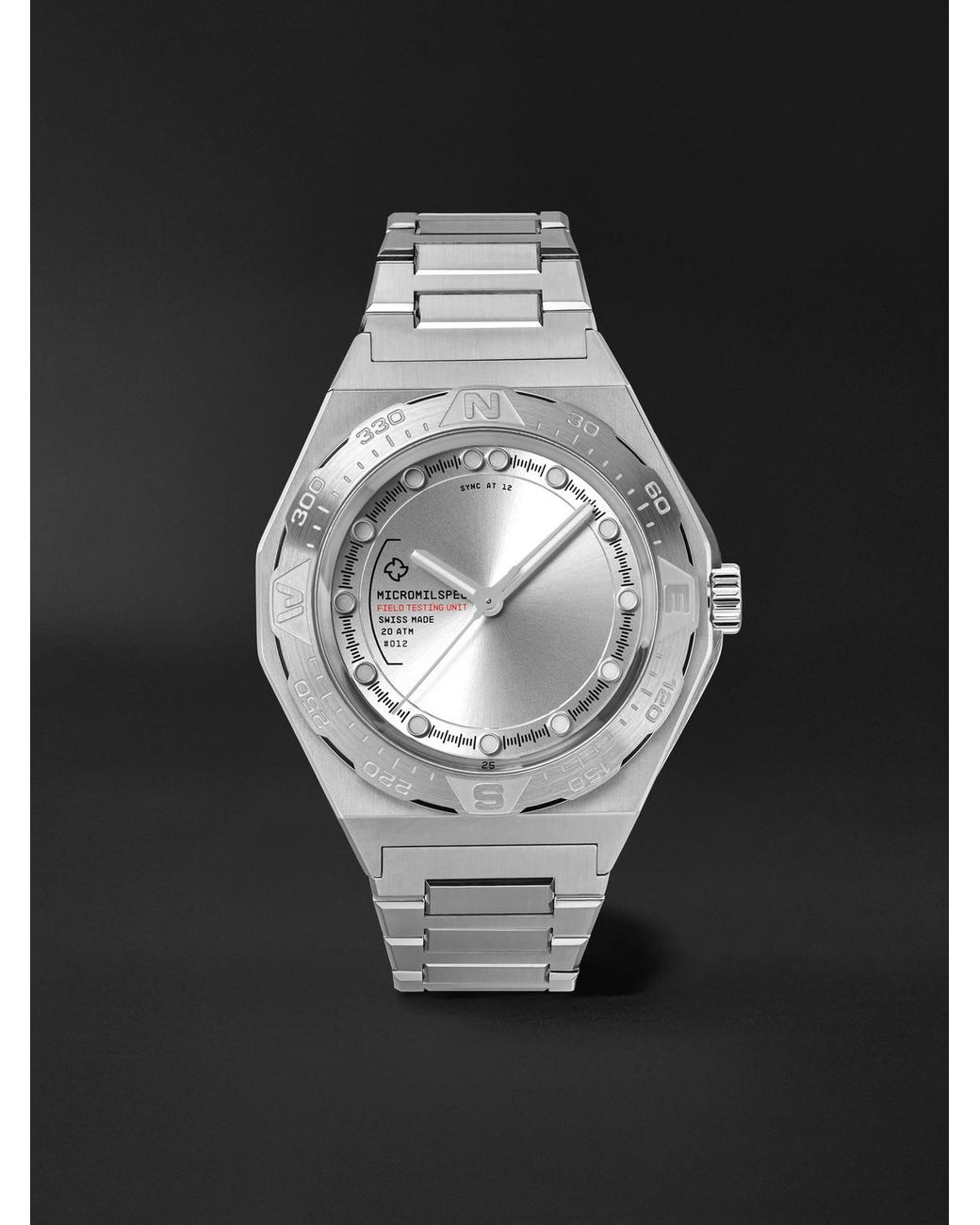 MICROMILSPEC Black The Field Testing Unit Compass Automatic 42Mm Stainless Steel Watch, Ref. No. Mic_023 for men