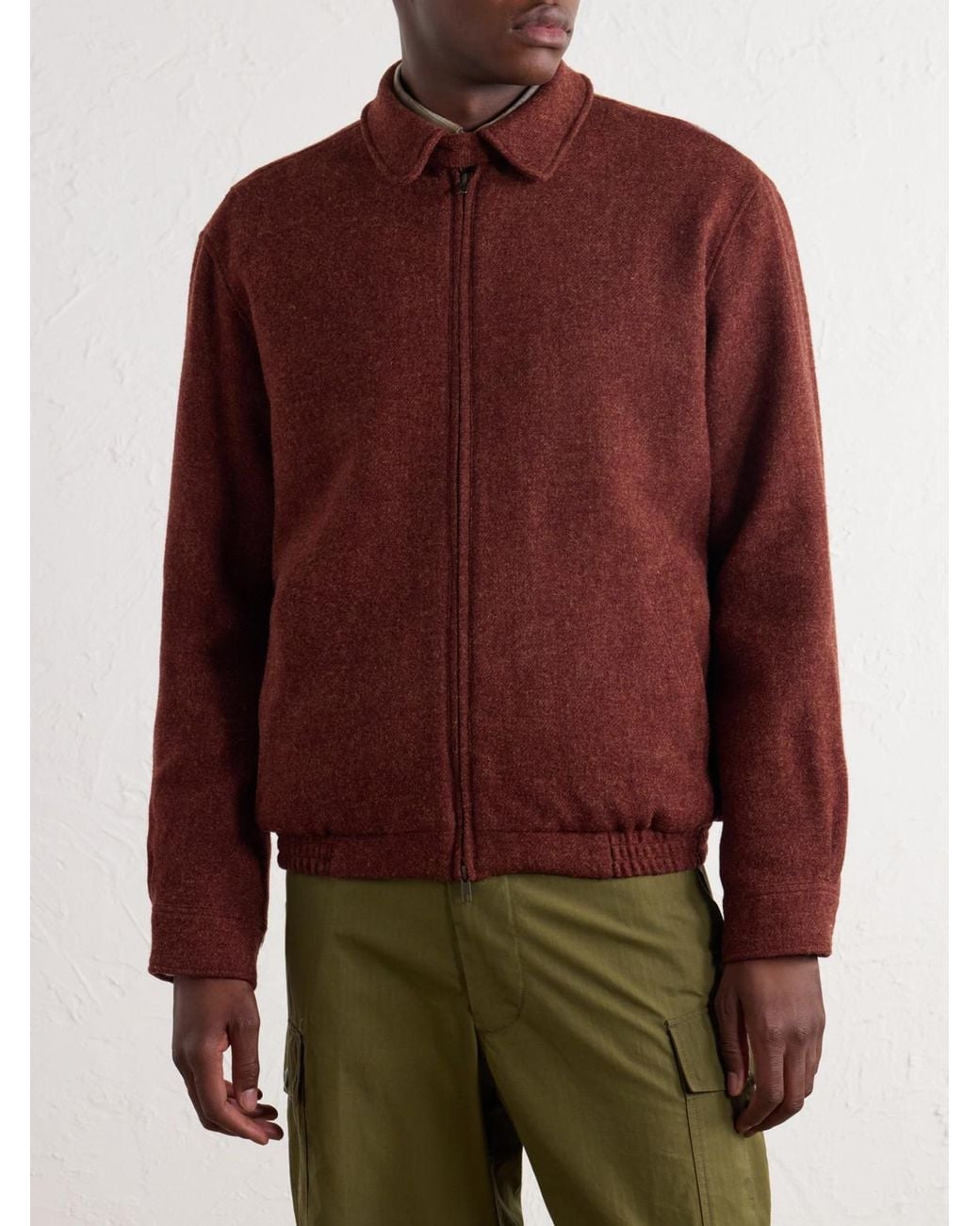 Portuguese Flannel Red Aurelia Wool-Tweed Blouson Jacket for men