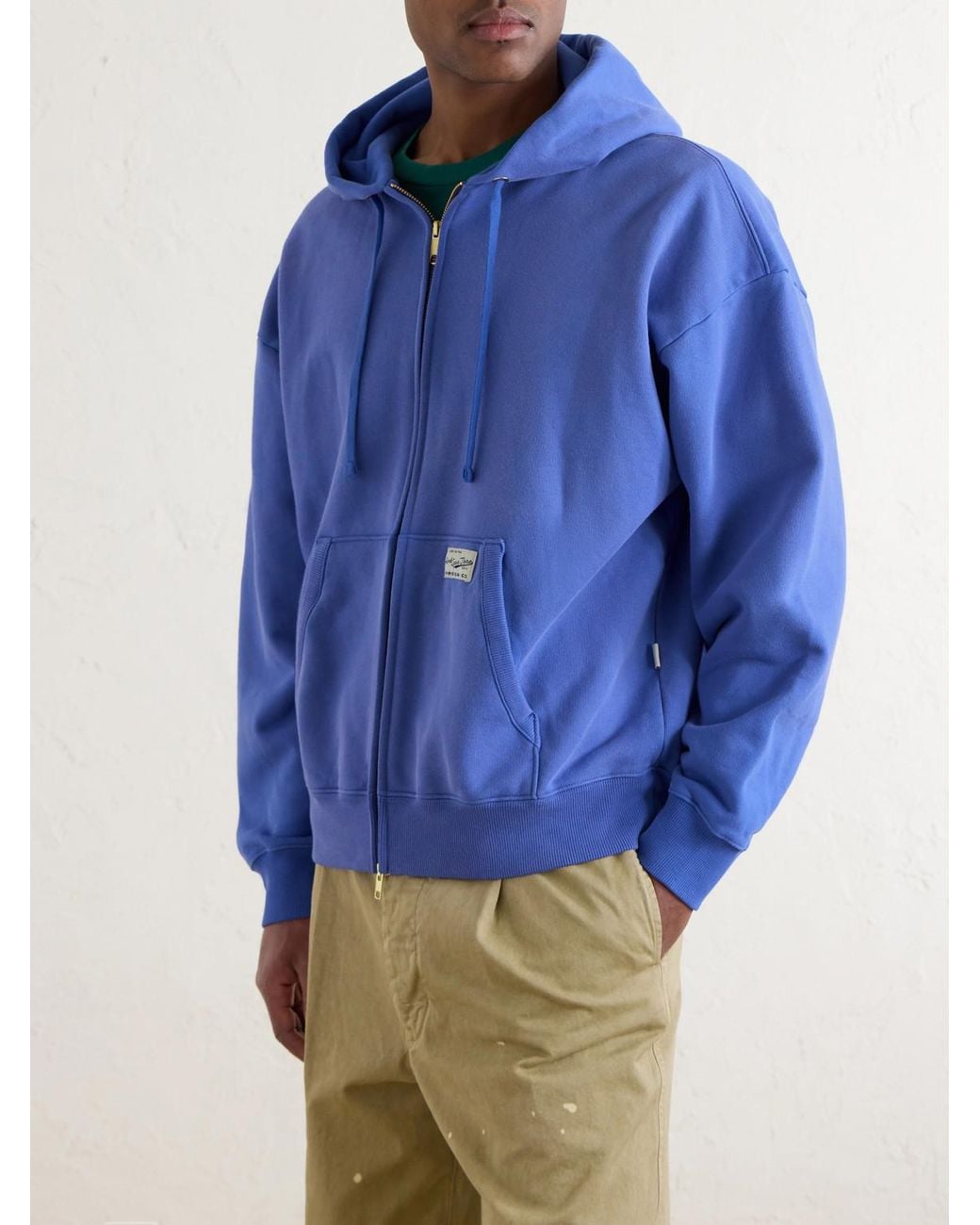 Aimé Leon Dore Blue Cotton-Jersey Zip-Up Hoodie for men