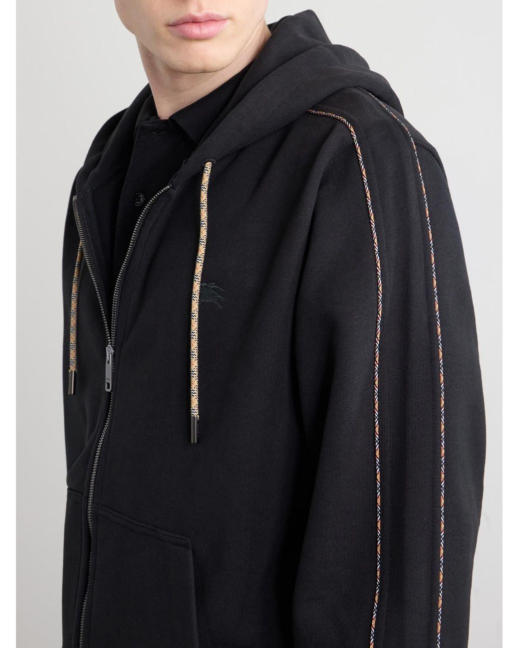 Burberry Blue Logo-Embroidered Cotton-Jersey Zip-Up Hoodie for men