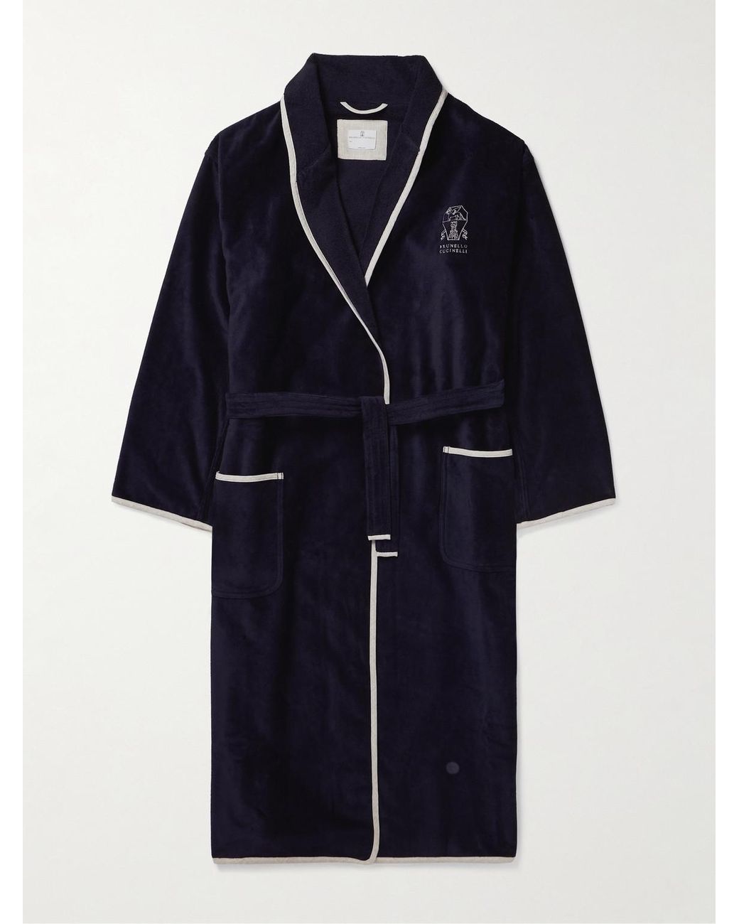 Brunello Cucinelli Blue Cotton-Terry Bathrobe for men
