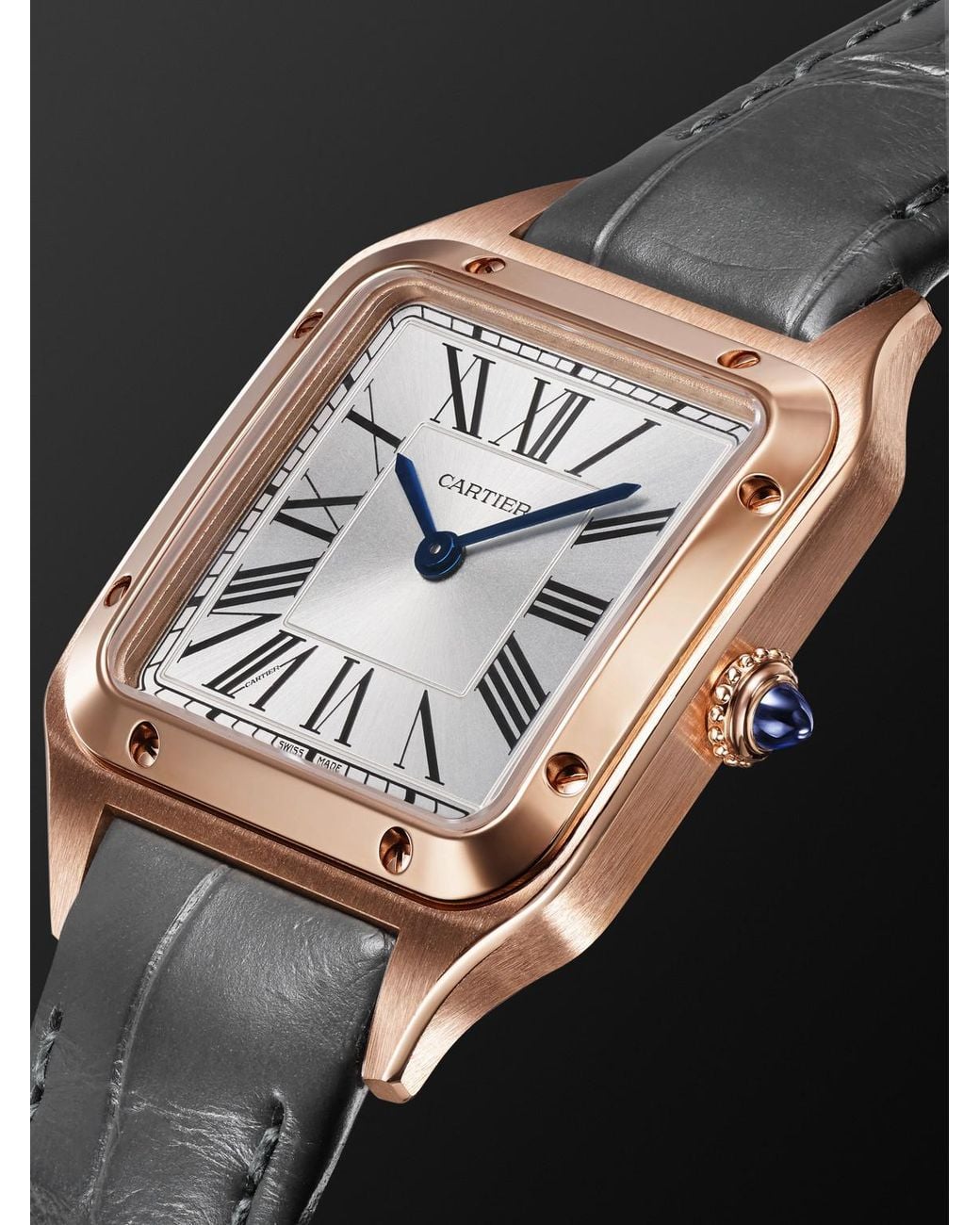 Cartier Black Santos-Dumont Small 18-Karat Rose Watch, Ref. Wssa0086 for men