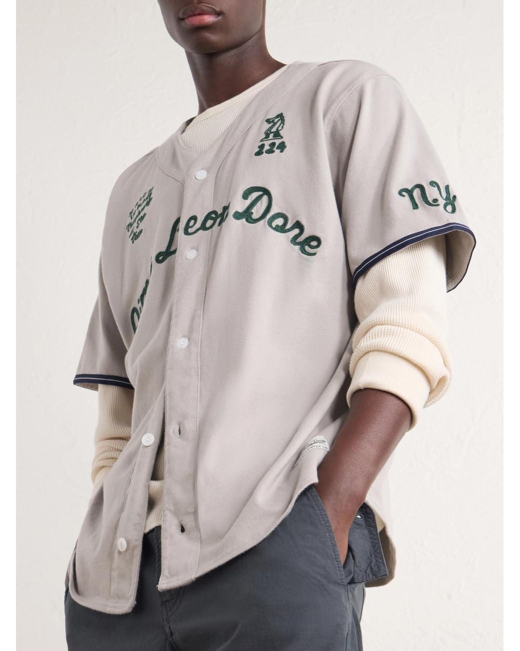 Aimé Leon Dore Gray Logo-embroidered Cotton Shirt for men