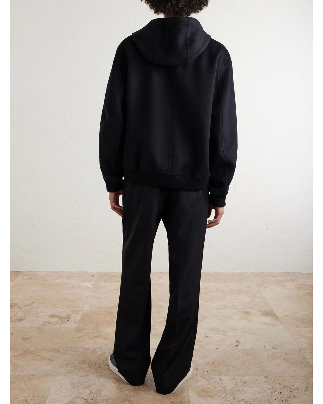 Mr P. Black Double-faced Wool And Cashmere-blend Hooded Jacket for men