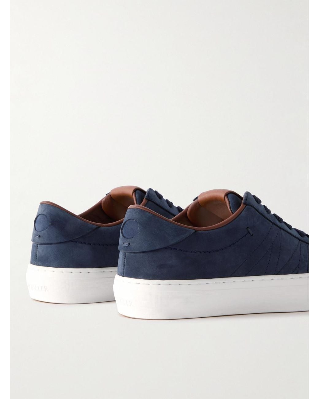 Moncler Blue Monclub Embroidered Suede Sneakers for men