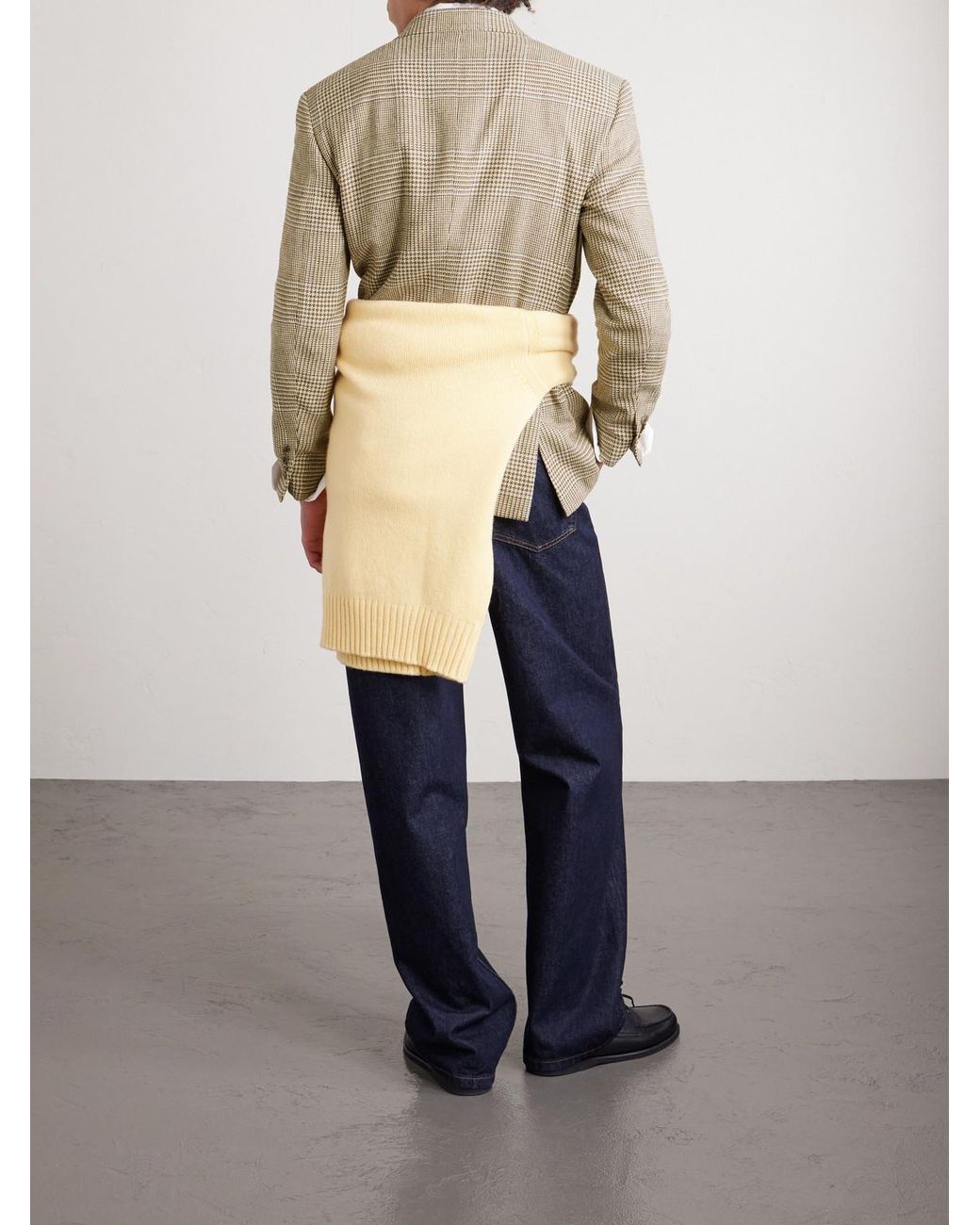 Polo Ralph Lauren Natural Double-Breasted Prince Of Wales Checked Silk, Wool And Linen-Blend Blazer for men