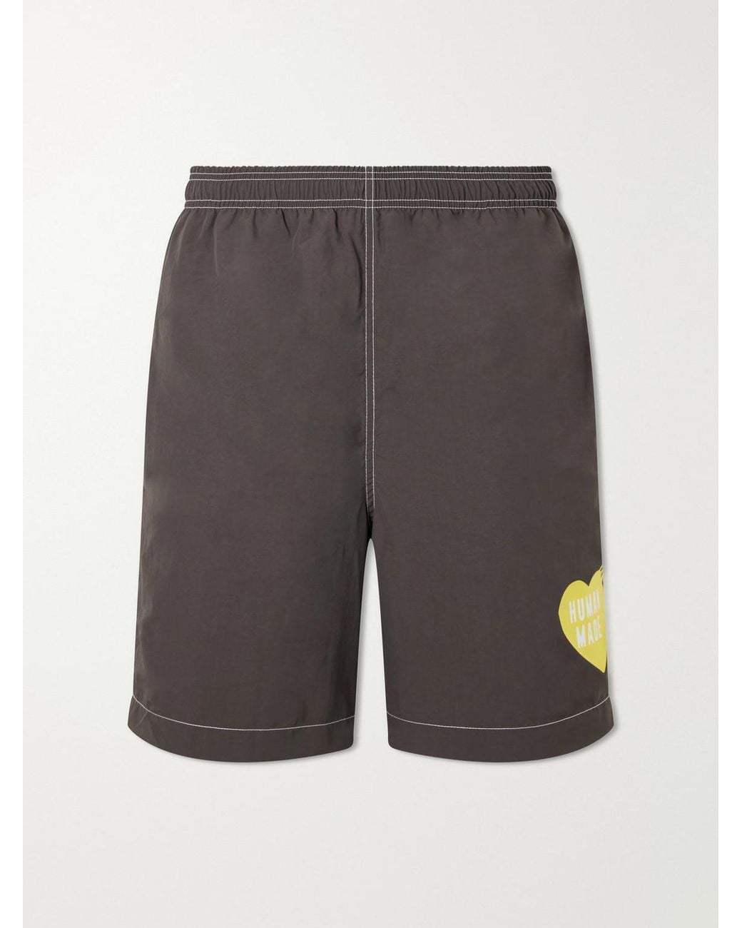 Human Made Gray Straight-Leg Mid-Length Logo-Print Swim Shorts for men