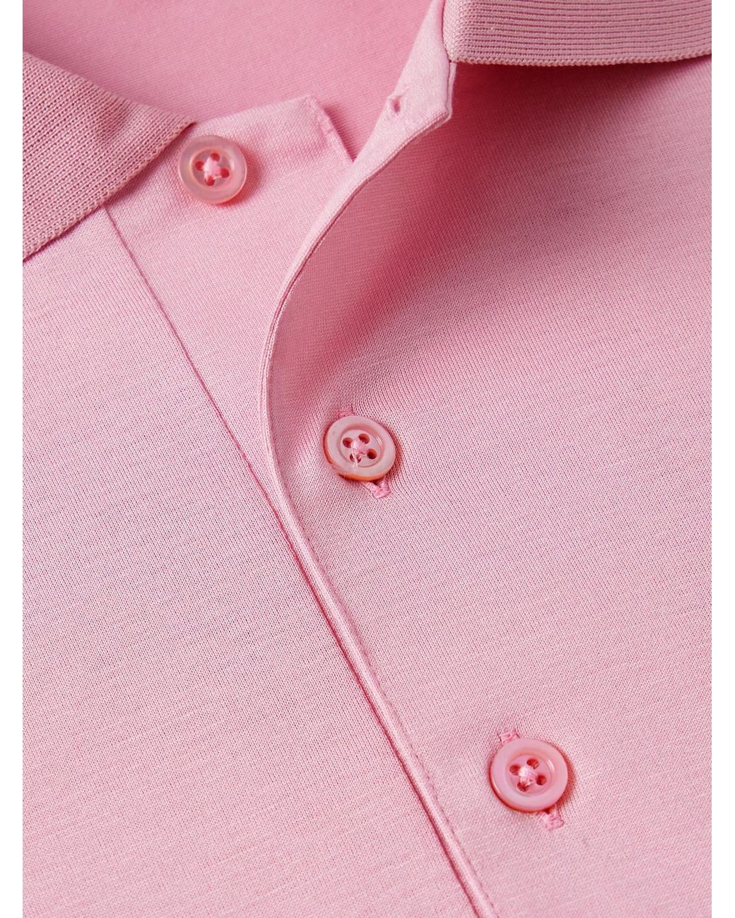 Charvet Pink Cotton Polo Shirt for men