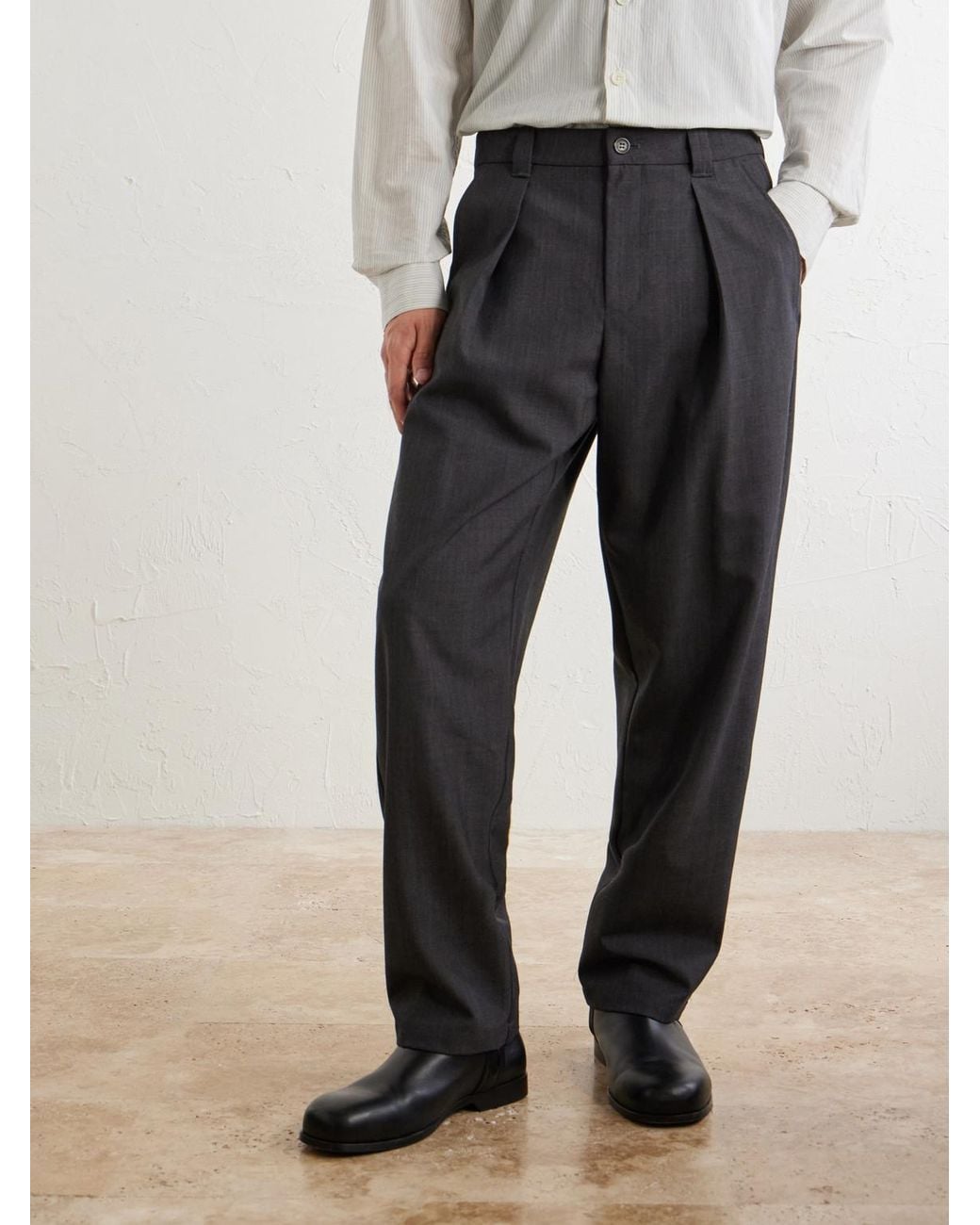 A.P.C. Gray Renato Wide-Leg Pleated Twill Trousers for men