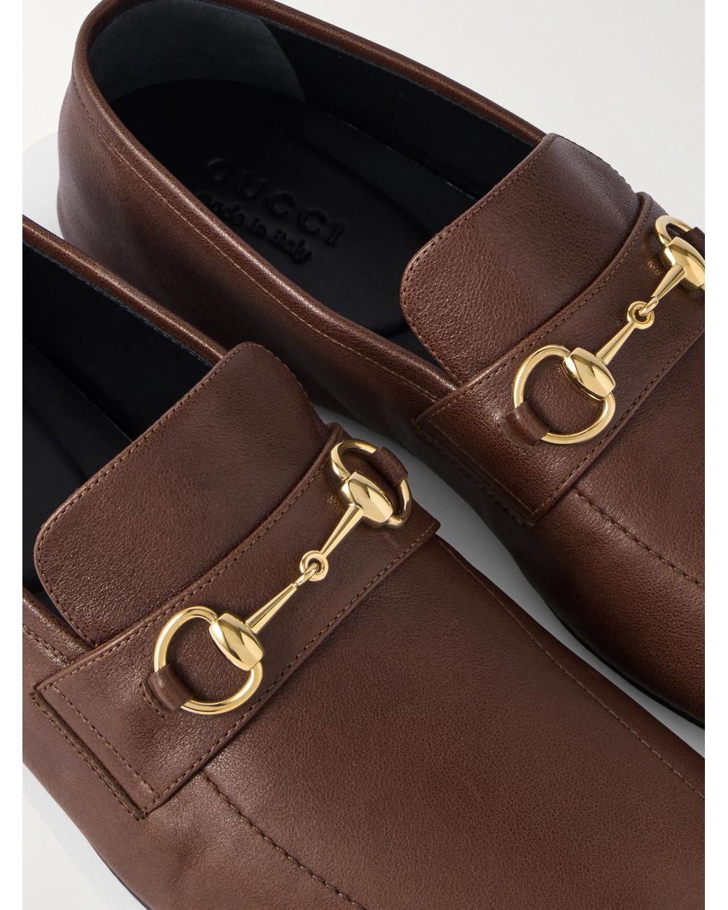 Gucci Brown Edgar Horsebit-Embellished Leather Loafers for men