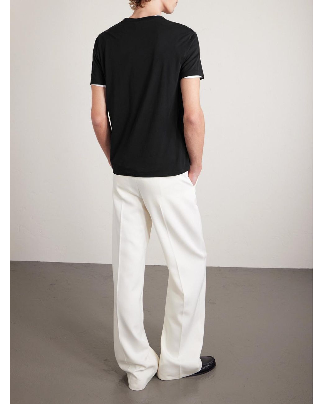 Tom Ford Black Cotton And Silk-Blend Jersey T-Shirt for men