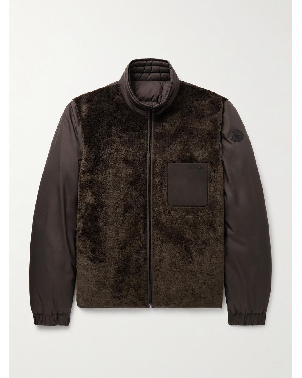 Moncler Black Livra Reversible Fleece And Nubuck-Trimmed Airsoft Down Jacket for men