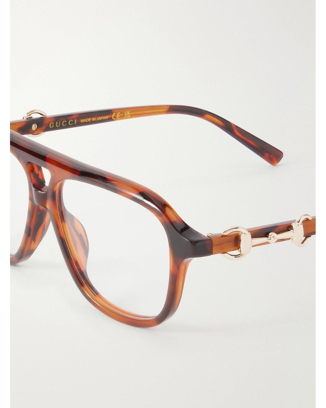 Gucci Brown Horsebit-Detailed Aviator-Style Recycled-Acetate Glasses for men