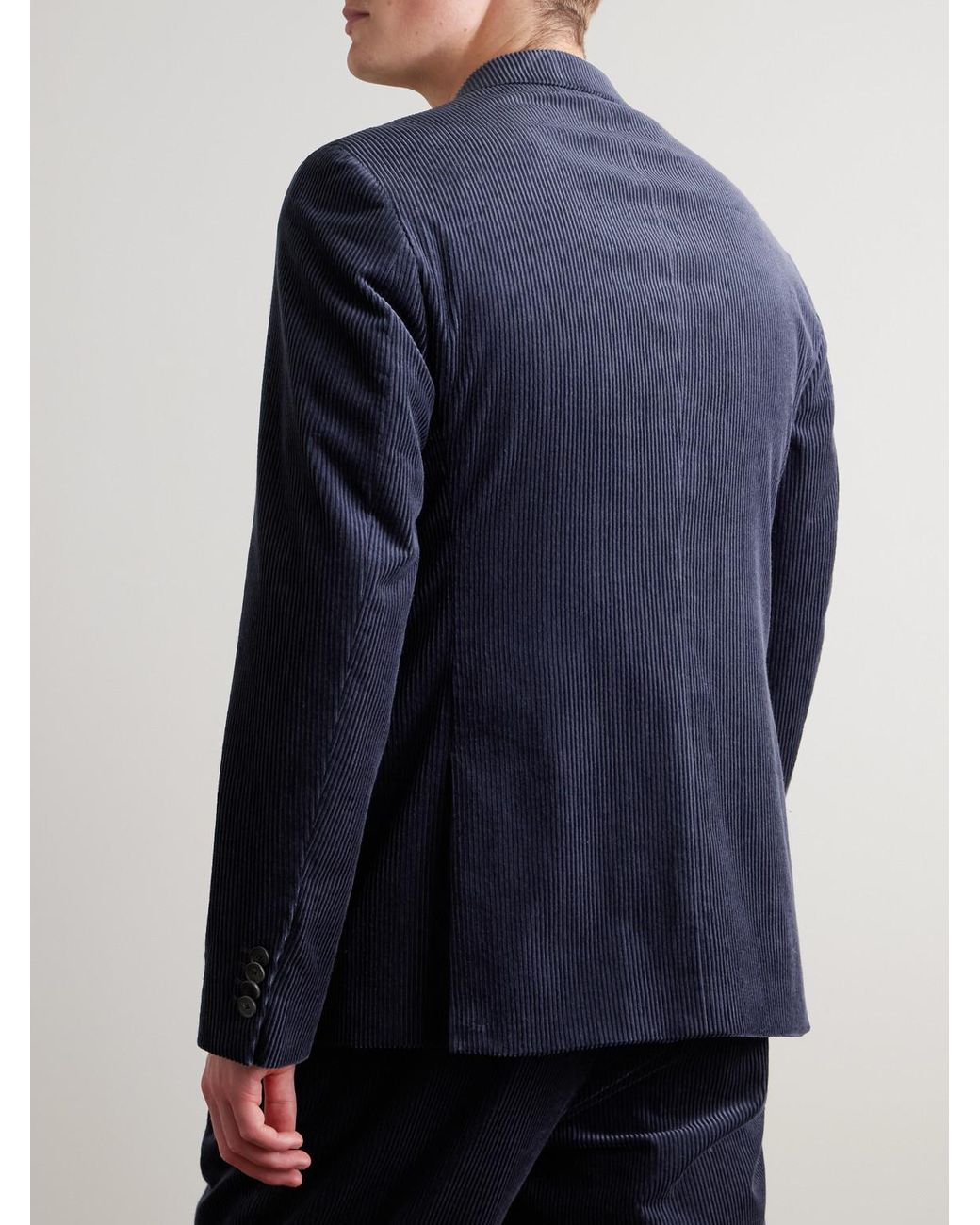 Mr P. Blue Slim-Fit Double-Breasted Cotton And Cashmere-Blend Corduroy Tuxedo Jacket for men