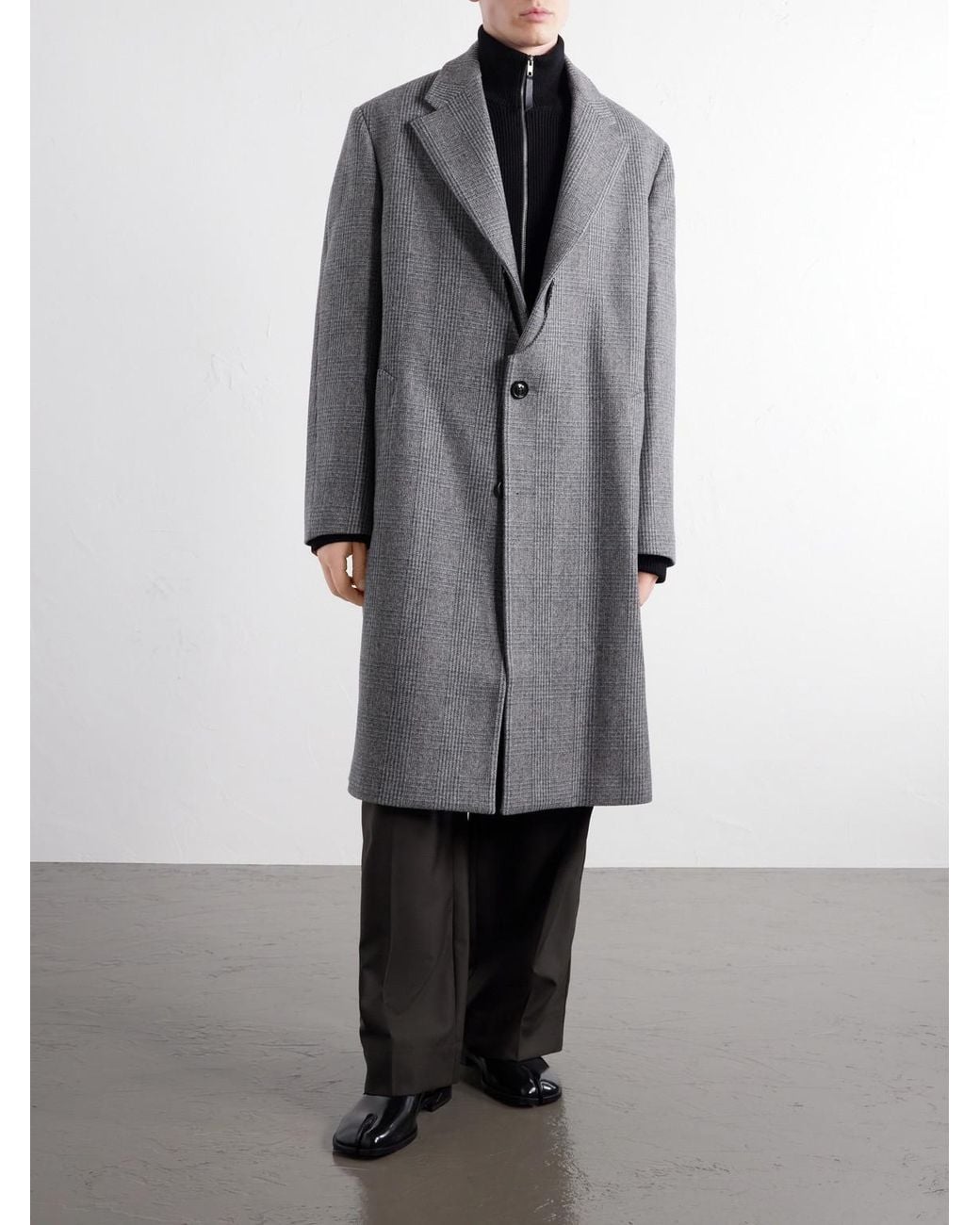 Maison Margiela Gray Double-Breasted Prince Of Wales Checked Virgin Wool Coat for men