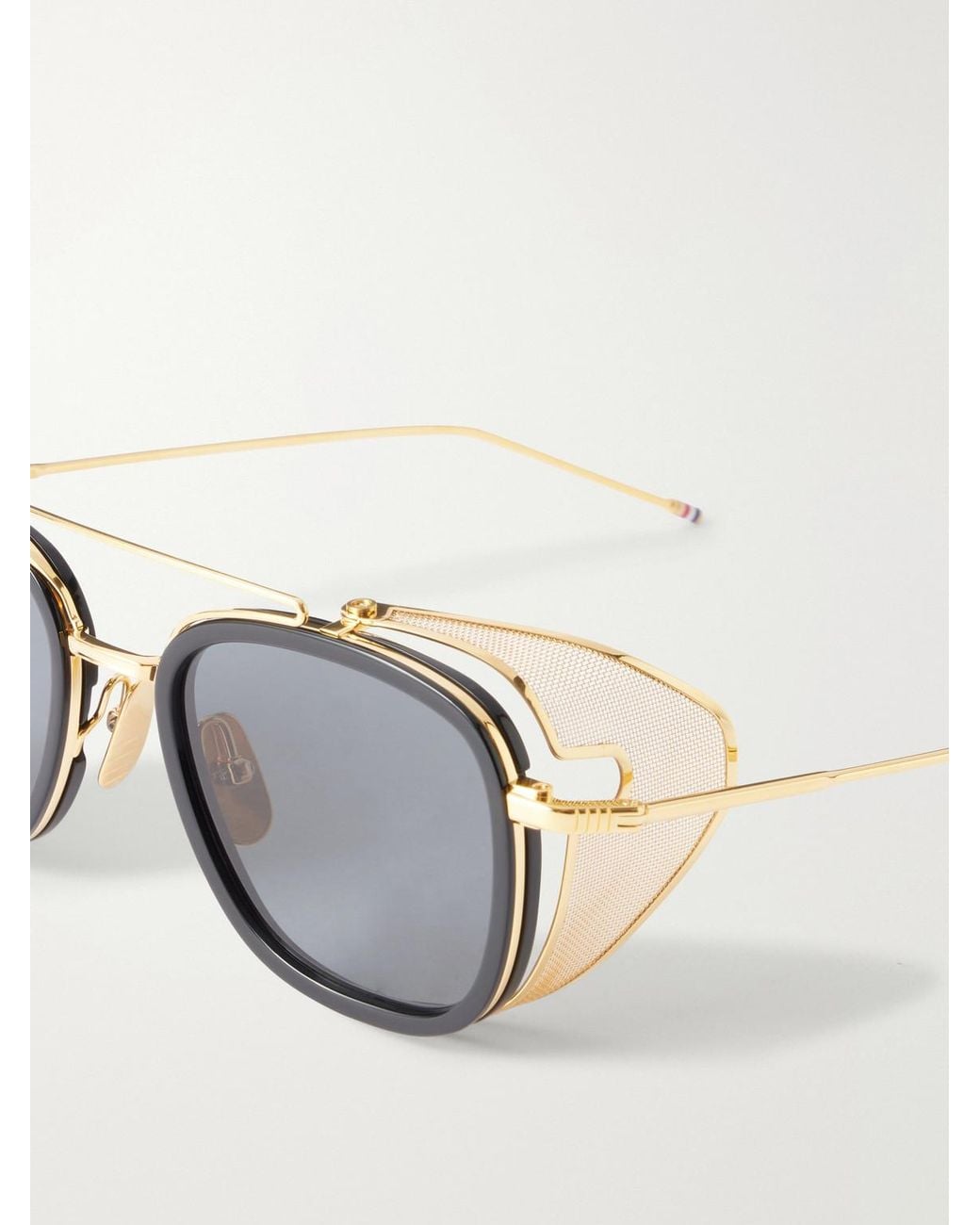 Thom Browne Metallic Round-Frame-Tone Titanium Sunglasses for men