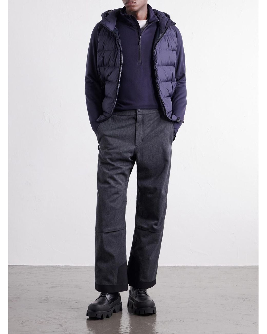 Moncler Blue Wool-Blend Jersey Zip-Up Ski Base Layer for men