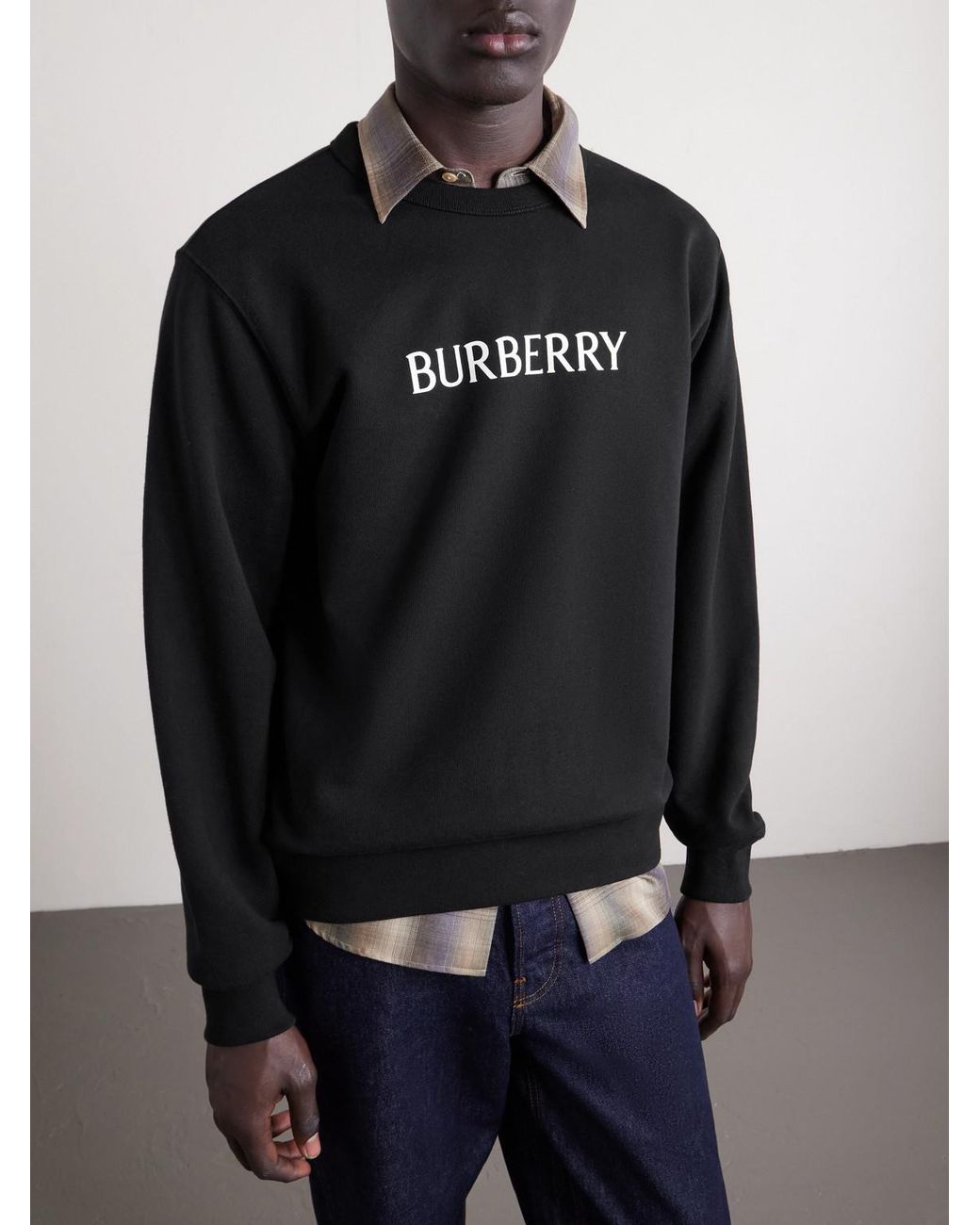 Burberry Black Logo-print Cotton-jersey Sweatshirt for men