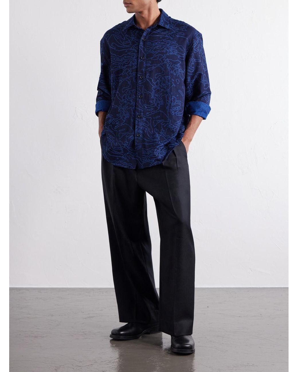 Blue Blue Japan Blue Cotton-Jacquard Shirt for men