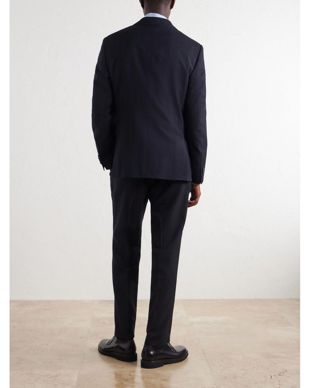 Mr P. Blue Slim-Fit Pinstriped Wool-Fresco Blazer for men