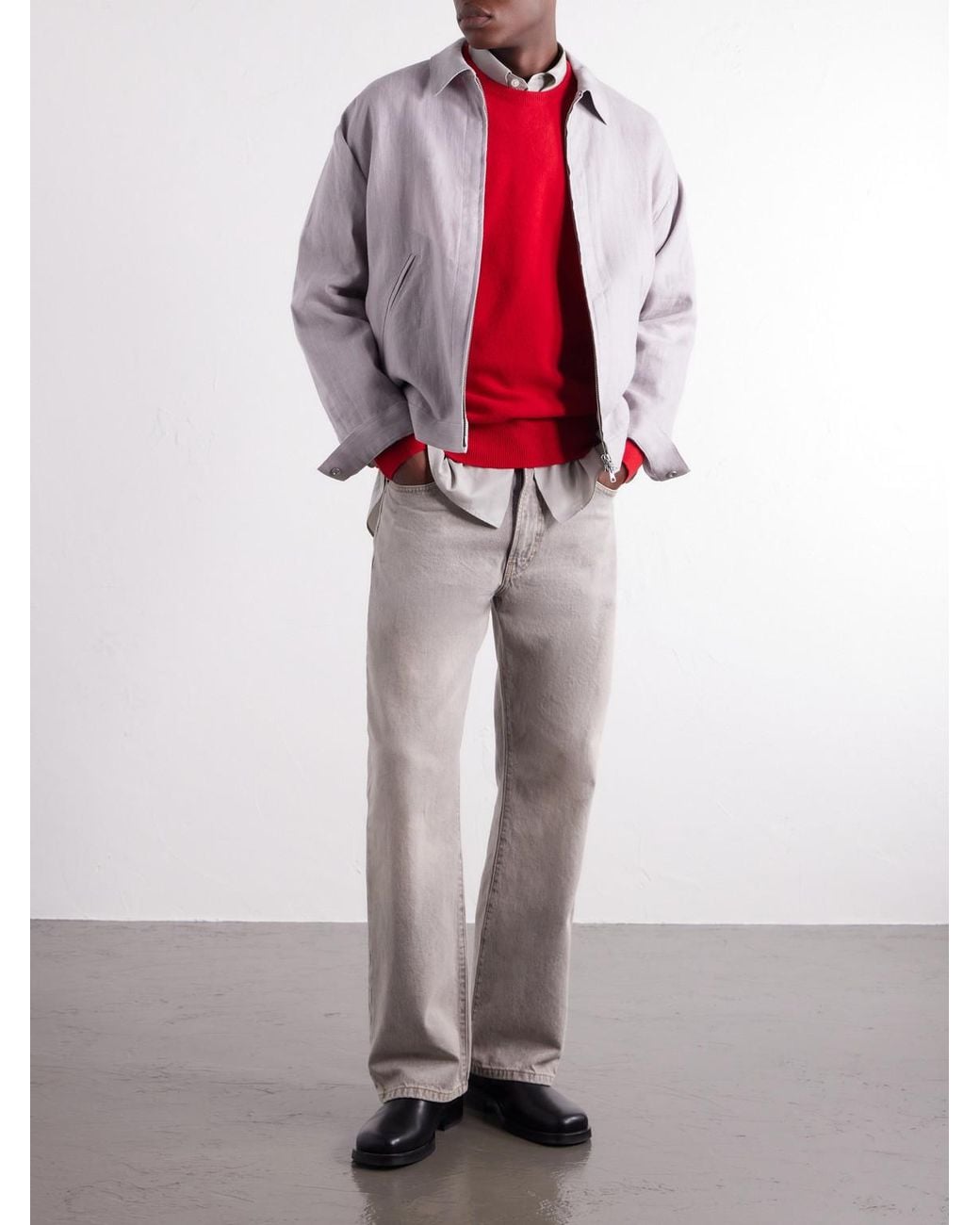 Ssstein Red Fulled Wool Sweater for men
